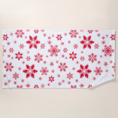 Schneeflockenmuster, Rote Schneeflocken, Schnee, W Strandtuch (Vorderseite)