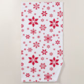 Schneeflockenmuster, Rote Schneeflocken, Schnee, W Strandtuch (Vorderseite)