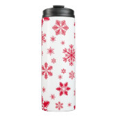 Schneeflockenmuster, Rote Schneeflocken, Schnee, W Thermosbecher (Vorderseite)
