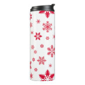 Schneeflockenmuster, Rote Schneeflocken, Schnee, W Thermosbecher (Nach links gedreht)