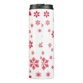 Schneeflockenmuster, Rote Schneeflocken, Schnee, W Thermosbecher (Rückseite)