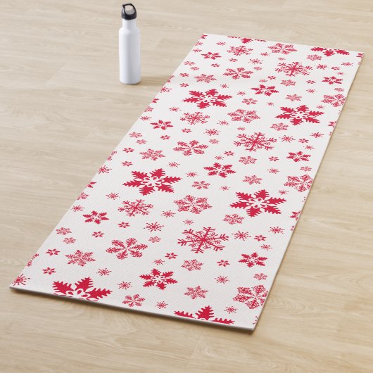 Schneeflockenmuster, Rote Schneeflocken, Schnee, W Yogamatte (Beispiel)