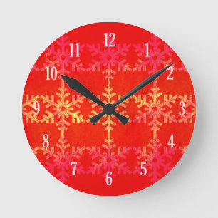 Schneeflockenmuster Runde Wanduhr