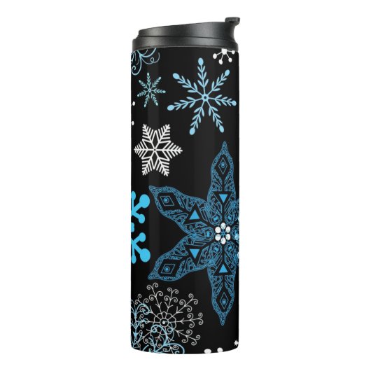 Schneeflockenmuster Thermosbecher (Nach links gedreht)