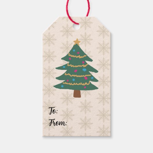 Schneeflockenmuster Weihnachtsbaum Geschenkanhänger (Vorderseite)