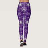 Schneeflockenmuster Weiß. D Lila BG Leggings (Rückseite)
