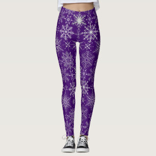 Schneeflockenmuster Weiß. D Lila BG Leggings
