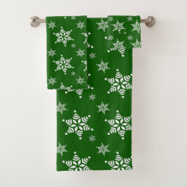 Schneeflockenmuster, weiße Schneeflocken, Schnee,  Badhandtuch Set