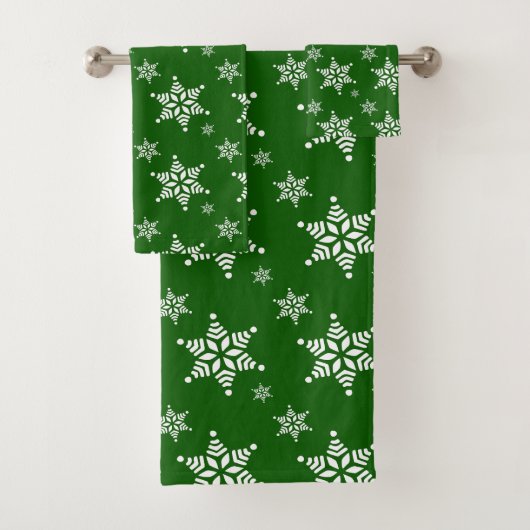 Schneeflockenmuster, weiße Schneeflocken, Schnee,  Badhandtuch Set (Insitu)