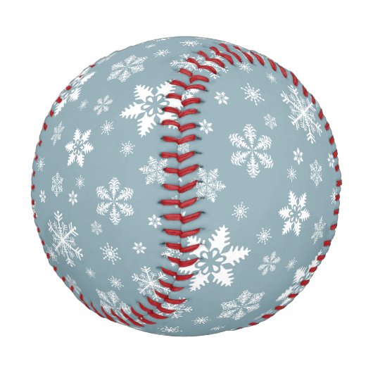 Schneeflockenmuster, weiße Schneeflocken, Schnee,  Baseball (Schrägansicht)