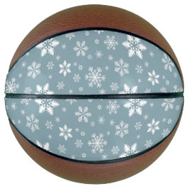 Schneeflockenmuster, weiße Schneeflocken, Schnee,  Basketball