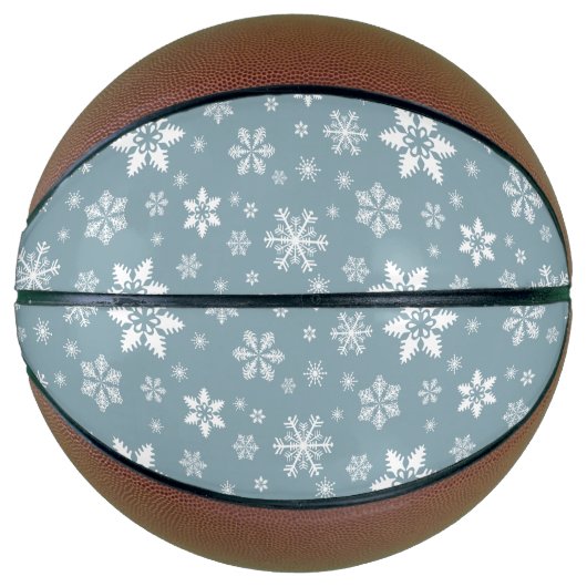 Schneeflockenmuster, weiße Schneeflocken, Schnee,  Basketball (Vorderseite)