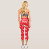 Schneeflockenmuster, weiße Schneeflocken, Schnee,  Capri Leggings (Rückseite)
