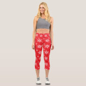 Schneeflockenmuster, weiße Schneeflocken, Schnee,  Capri Leggings (Vorderseite)