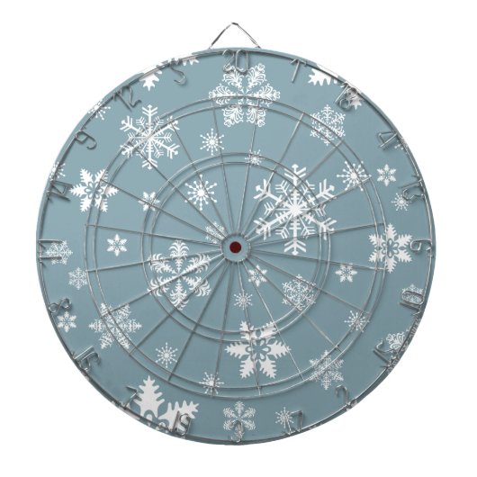 Schneeflockenmuster, weiße Schneeflocken, Schnee,  Dartscheibe (vorne)
