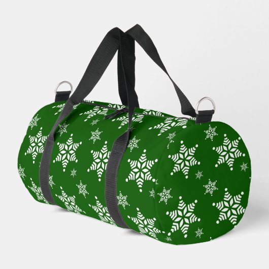 Schneeflockenmuster, weiße Schneeflocken, Schnee, Duffle Bag (Linke Seite)