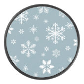 Schneeflockenmuster, weiße Schneeflocken, Schnee,  Eishockey Puck (Vorderseite)