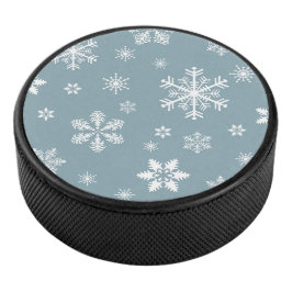 Schneeflockenmuster, weiße Schneeflocken, Schnee,  Eishockey Puck
