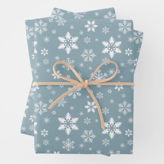 Schneeflockenmuster, weiße Schneeflocken, Schnee,  Geschenkpapier Set (Beispiel)