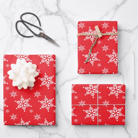 Schneeflockenmuster, weiße Schneeflocken, Schnee, Geschenkpapier Set (Vorderseite)