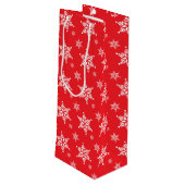 Schneeflockenmuster, weiße Schneeflocken, Schnee,  Geschenktüte Für Weinflaschen (Rückseite Schrägansicht)