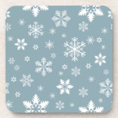 Schneeflockenmuster, weiße Schneeflocken, Schnee, Getränkeuntersetzer (Vorderseite)