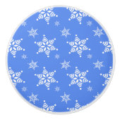 Schneeflockenmuster, weiße Schneeflocken, Schnee,  Keramikknauf (Vorderseite)