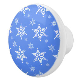 Schneeflockenmuster, weiße Schneeflocken, Schnee,  Keramikknauf