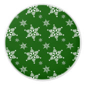 Schneeflockenmuster, weiße Schneeflocken, Schnee,  Keramikknauf (Vorderseite)