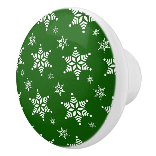 Schneeflockenmuster, weiße Schneeflocken, Schnee,  Keramikknauf (Rechts)