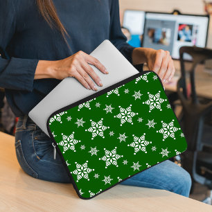 Schneeflockenmuster, weiße Schneeflocken, Schnee,  Laptopschutzhülle