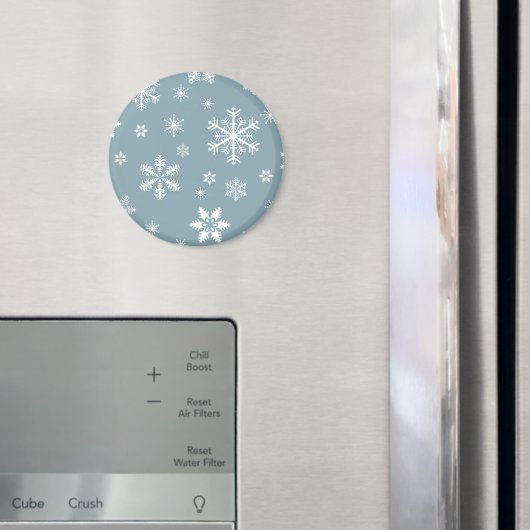Schneeflockenmuster, weiße Schneeflocken, Schnee, Magnet (In Situ (Kühlschrank))