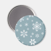 Schneeflockenmuster, weiße Schneeflocken, Schnee, Magnet (Vorderseite/Rückseite)