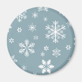 Schneeflockenmuster, weiße Schneeflocken, Schnee, Magnet (Vorne)