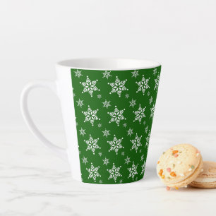 Schneeflockenmuster, weiße Schneeflocken, Schnee, Milchtasse