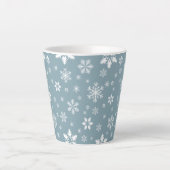 Schneeflockenmuster, weiße Schneeflocken, Schnee, Milchtasse (Vorderseite)