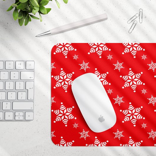 Schneeflockenmuster, weiße Schneeflocken, Schnee, Mousepad