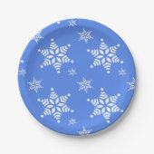 Schneeflockenmuster, weiße Schneeflocken, Schnee, Pappteller (Vorderseite)