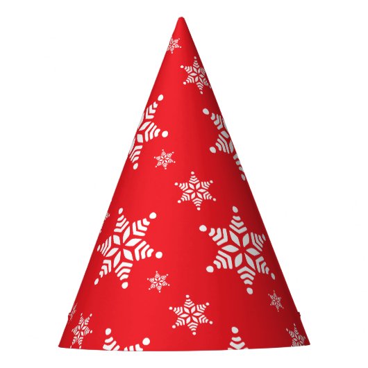 Schneeflockenmuster, weiße Schneeflocken, Schnee,  Partyhütchen (Vorderseite)