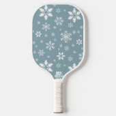 Schneeflockenmuster, weiße Schneeflocken, Schnee,  Pickleball Schläger (Vorderseite)