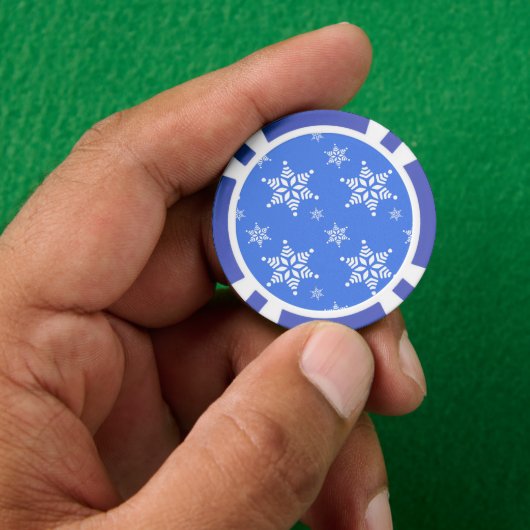 Schneeflockenmuster, weiße Schneeflocken, Schnee,  Pokerchips (Hand)