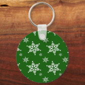 Schneeflockenmuster, weiße Schneeflocken, Schnee, Schlüsselanhänger (Vorderseite)