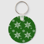 Schneeflockenmuster, weiße Schneeflocken, Schnee,  Schlüsselanhänger (Rückseite)