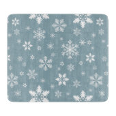 Schneeflockenmuster, weiße Schneeflocken, Schnee, Schneidebrett (Vorderseite)