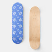 Schneeflockenmuster, weiße Schneeflocken, Schnee,  Skateboard (Vorderseite)