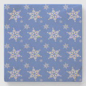 Schneeflockenmuster, weiße Schneeflocken, Schnee,  Steinuntersetzer (Vorderseite)
