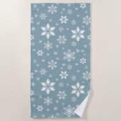 Schneeflockenmuster, weiße Schneeflocken, Schnee,  Strandtuch (Vorderseite)
