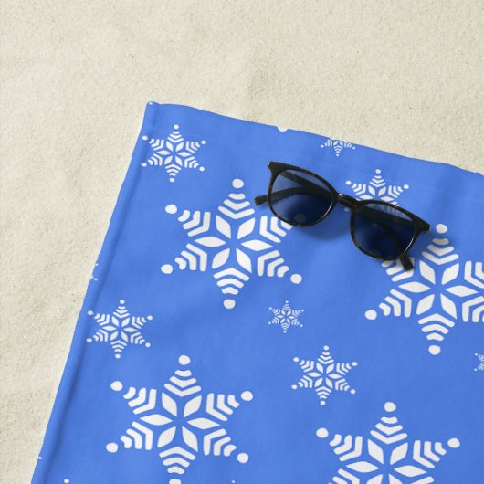 Schneeflockenmuster, weiße Schneeflocken, Schnee,  Strandtuch (Beispiel)