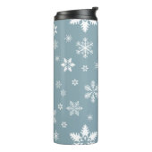 Schneeflockenmuster, weiße Schneeflocken, Schnee,  Thermosbecher (Nach links gedreht)