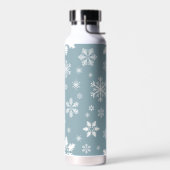 Schneeflockenmuster, weiße Schneeflocken, Schnee, Trinkflasche (Links)
